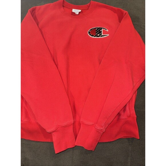 Champion Sweatshirt Mens Large Red Reverse Weave Logo Crew Neck Pullover - Picture 4 of 5